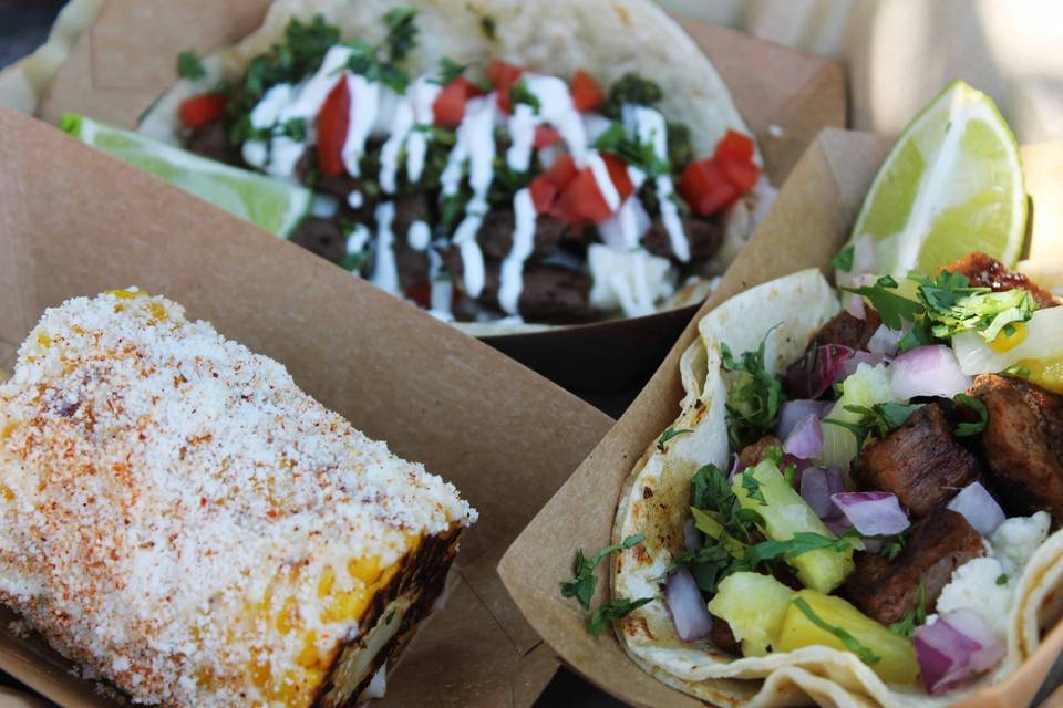 Taco station and street corn