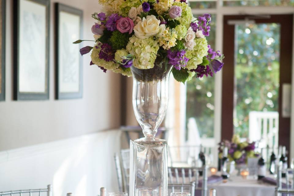 Table setup with centerpiece