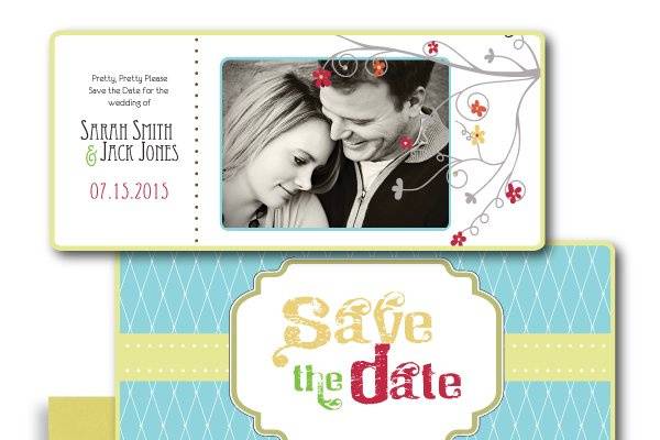 Cheeky Cherry Blossoms Save the Date, Teal Save the Dateswww.thesweetheartshoutout.com