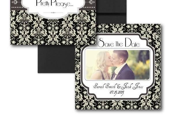 Happily Ever After Save the Date, Black and White Save the Dateswww.thesweetheartshoutout.com