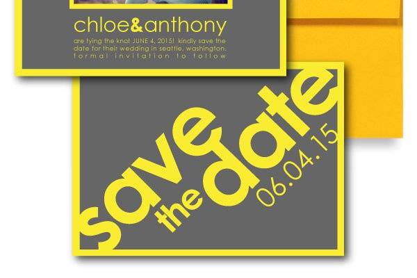 So Fresh and So Clean Save the Date, Grey Save the Dates, Yellow Save the Dateswww.thesweetheartshoutout.com