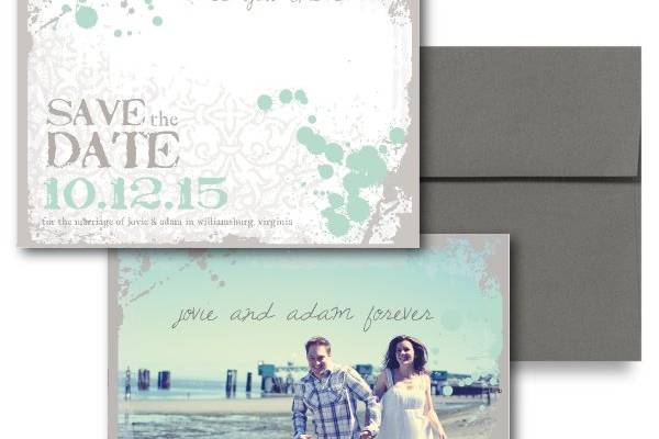 Splash of Awesome Save the Date, White Save the Dates, Vintage Save the Dateswww.thesweetheartshoutout.com