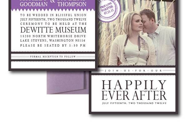 Elegant Wedding Invitations, Modern Wedding Invitations, Purple and Taupe