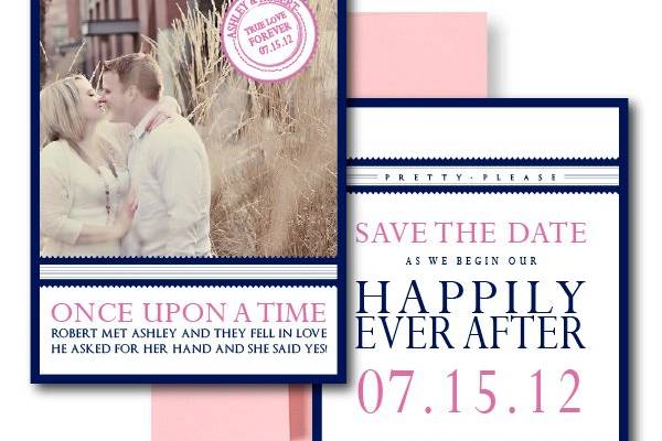 Navy and Pink Save the Date, Elegant Save the Datewww.thesweetheartshoutout.com