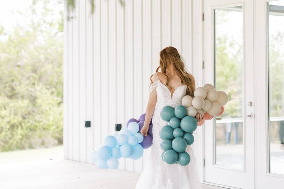 Balloons with bride