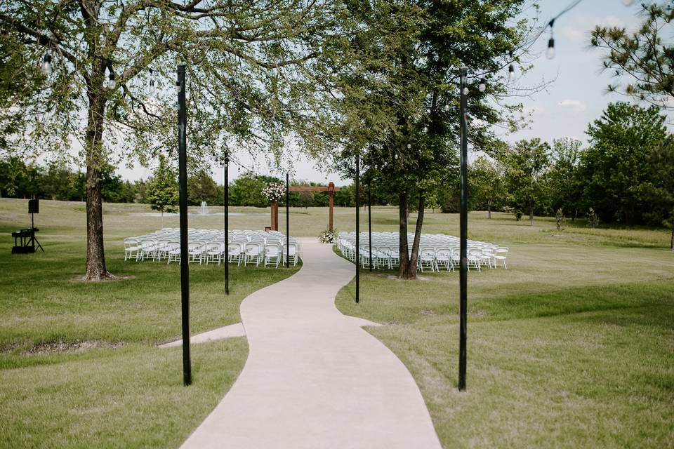 Long walkway to arbor