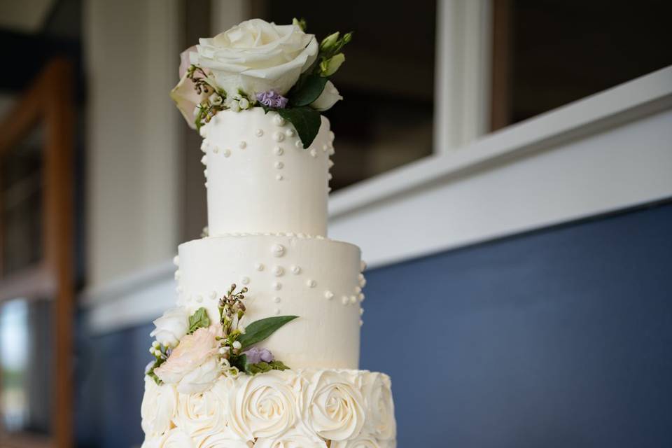 Three tiered wedding cake