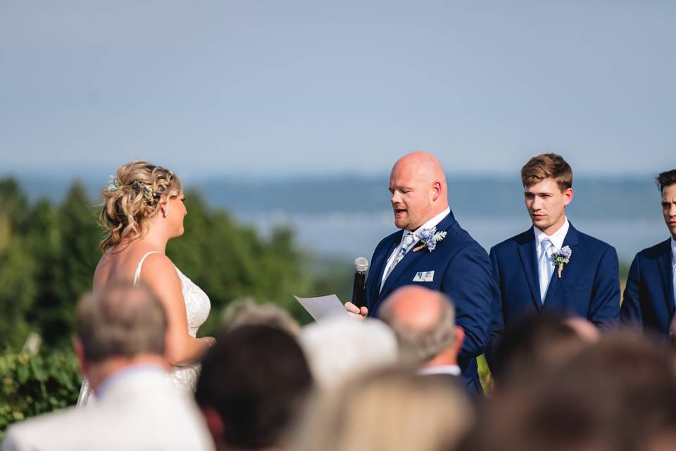Groom shares his vows