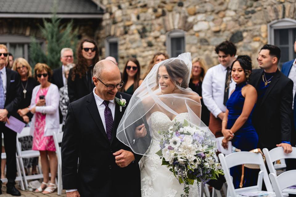 Bride walking down the aisle