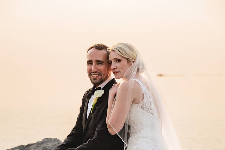 Wedding portraits on a rock
