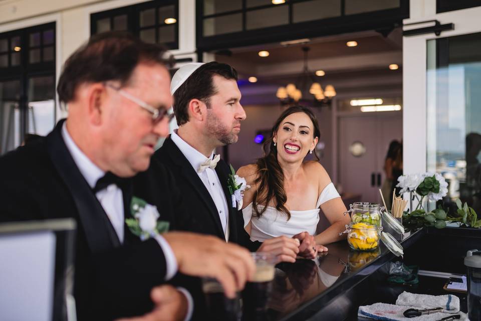 Newlyweds at the bar