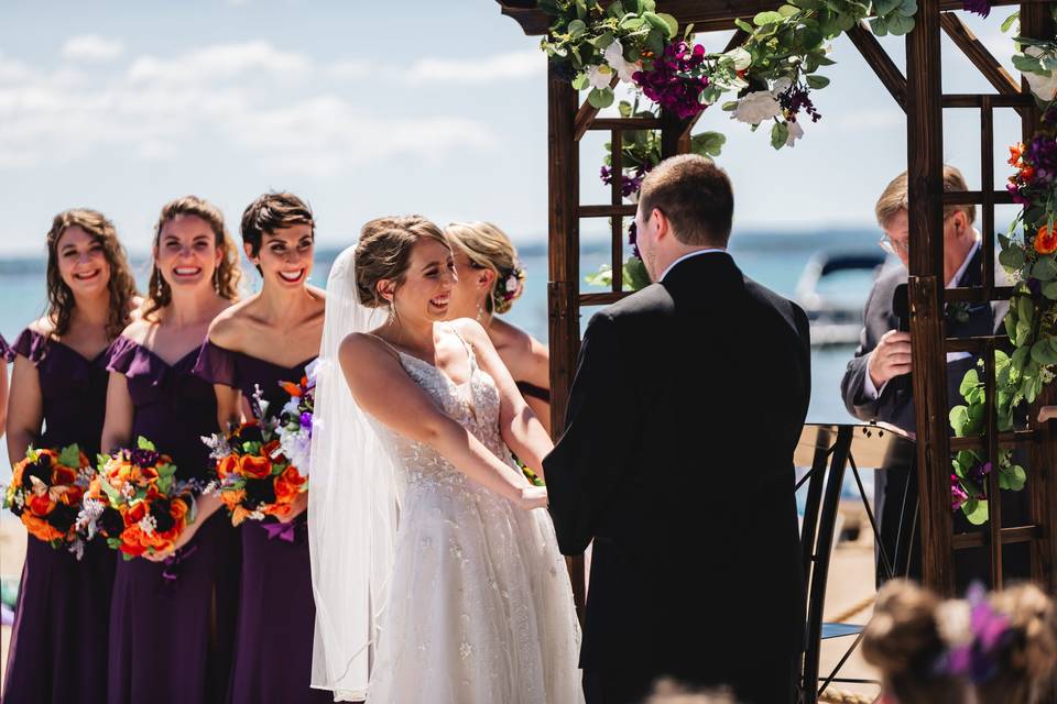 Bride excited at ceremony