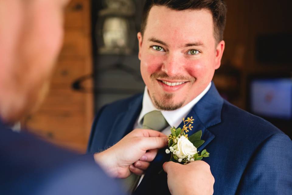 Groom getting ready