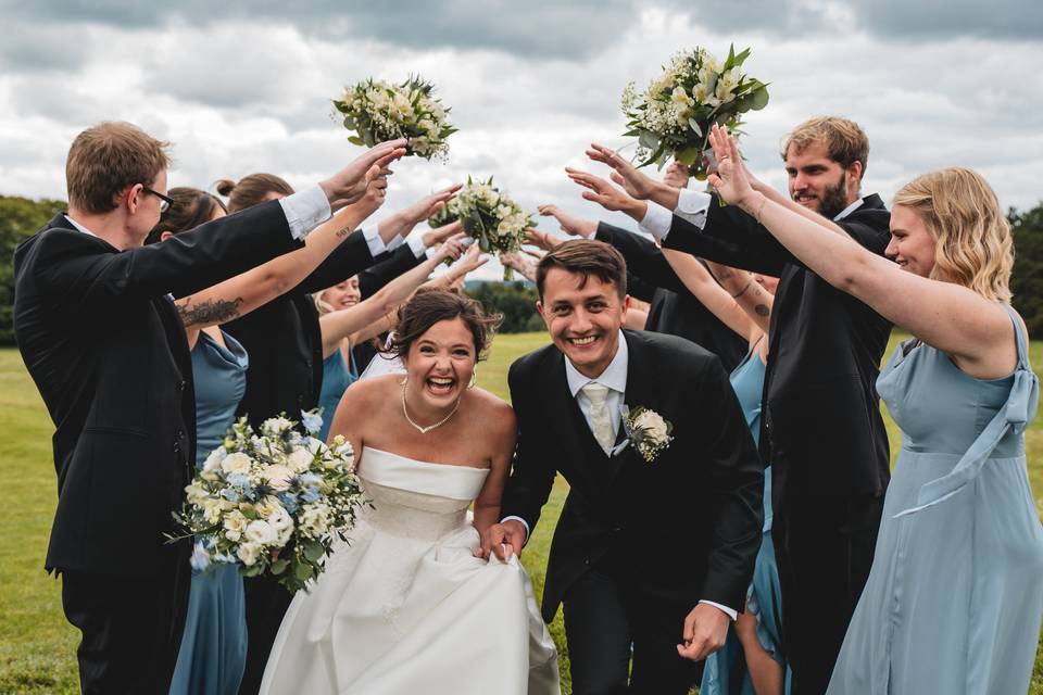 Newlyweds tunnel portrait