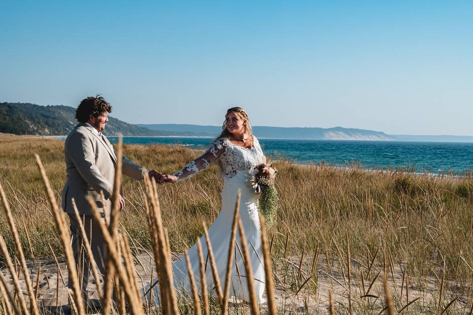 Newlyweds on the beach