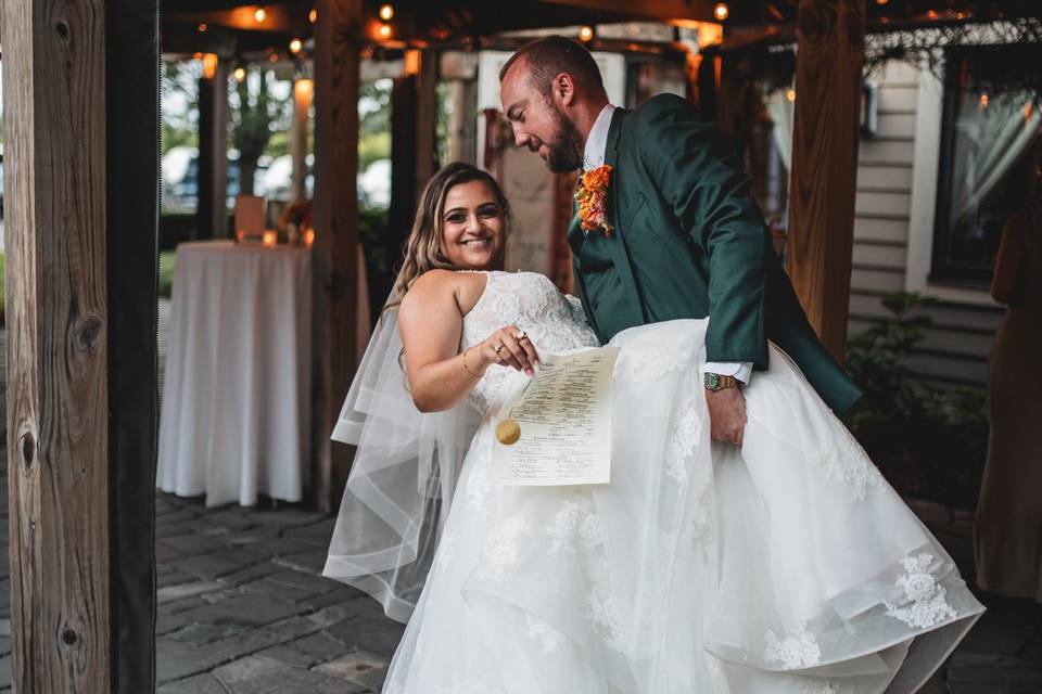 Newlyweds signed the license