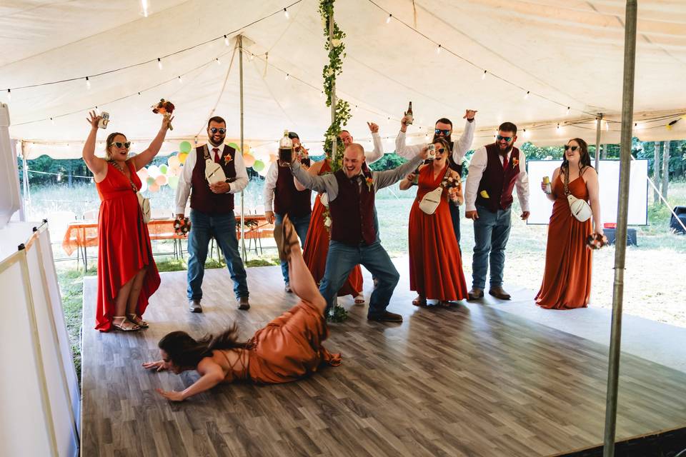 Bridesmaid does the worm