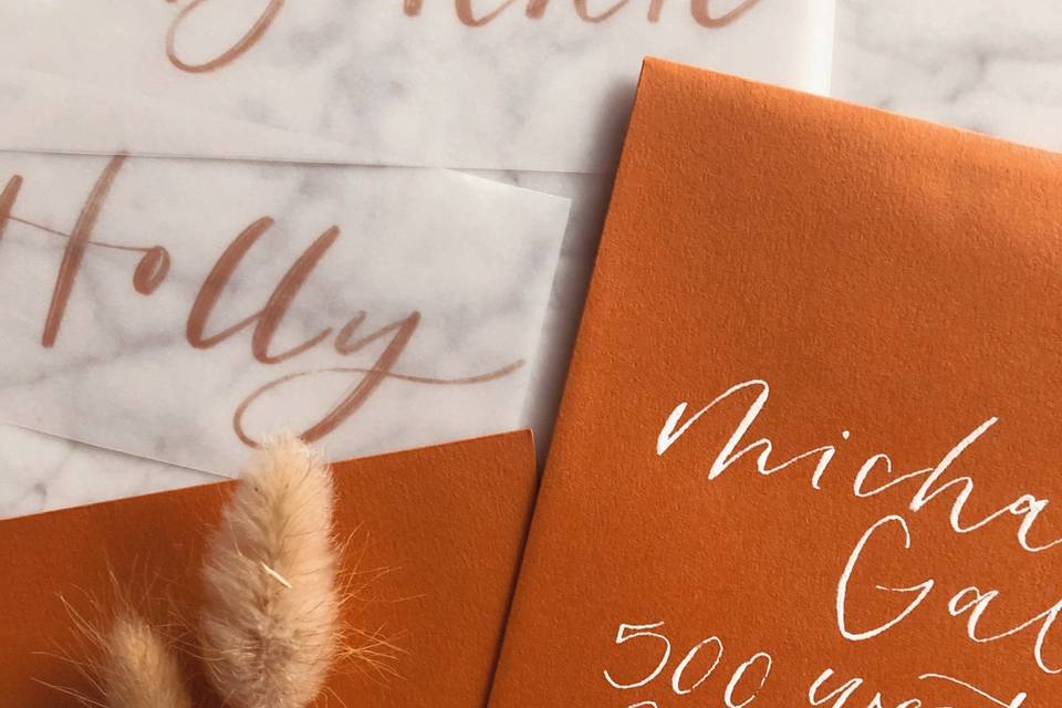 Orange place cards