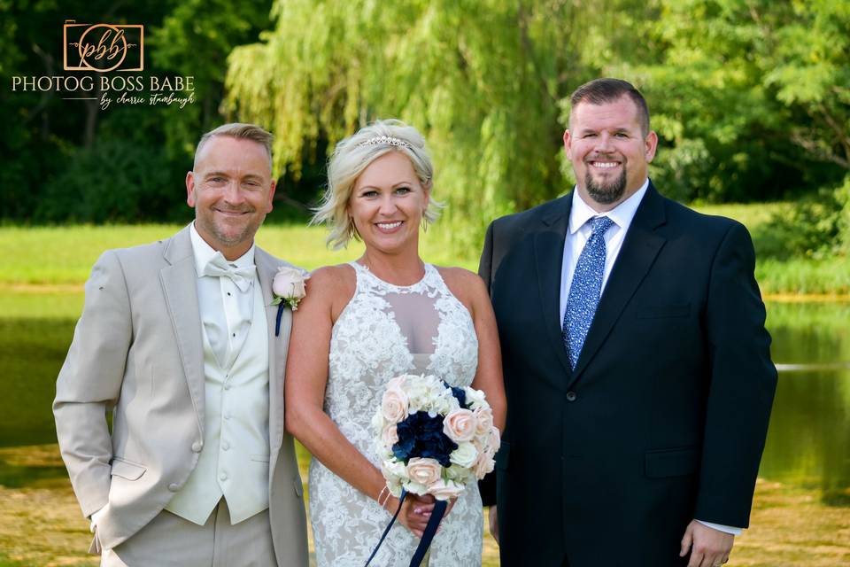 With their officiant.