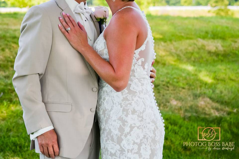 Her hand on his chest.