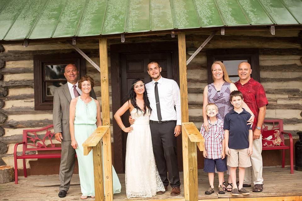 The couple and wedding attendants