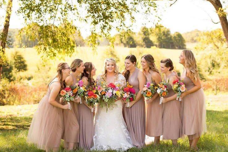 Bride and bridesmaids