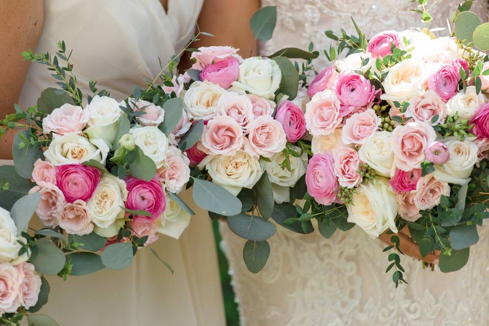 Pink and Ivory Bouquets