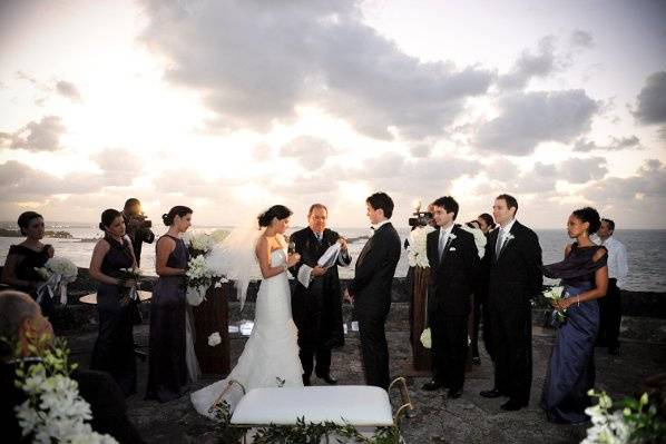 The ceremony has begun at the Austrian Bastion at El Morro.