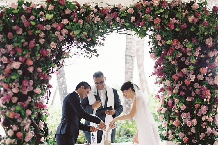 Beatriz and Jaaziel during their ceremony at the Dorado Beach a Ritz Carlton  Reserve.