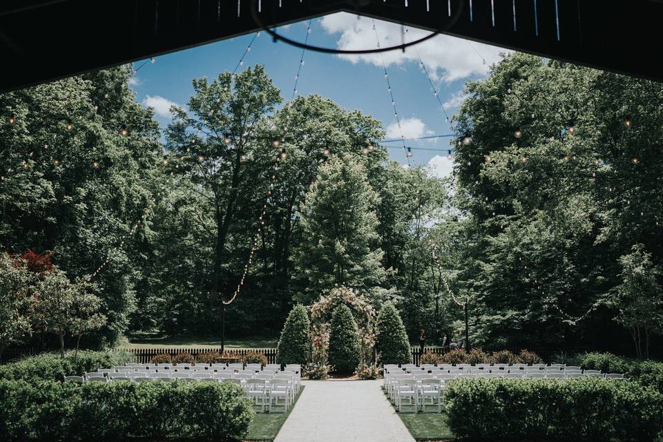 The Barn garden ceremony