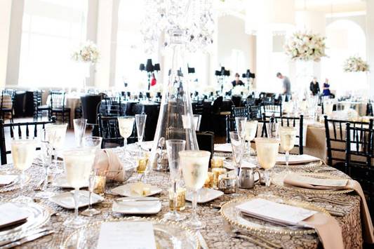 Table setup with centerpiece