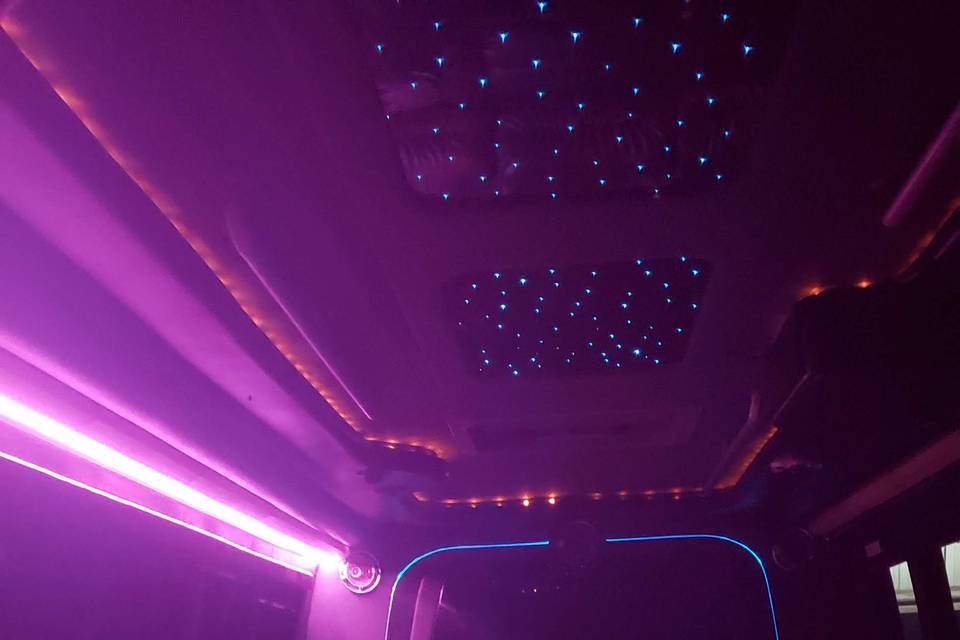 Inside limo bus