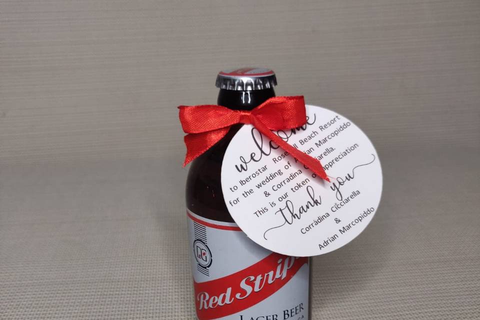 Red Stripe with tag