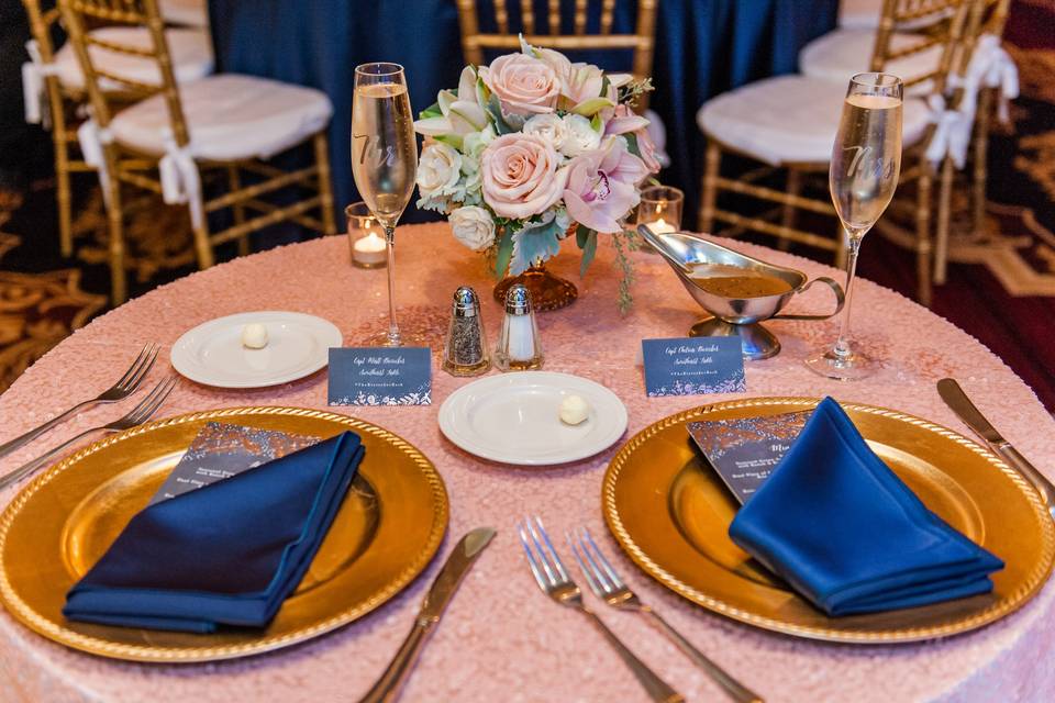 Newlyweds' reception table