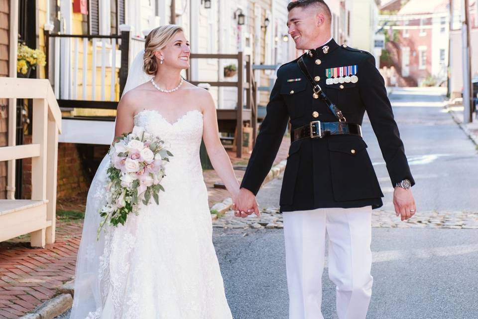 Newlyweds' reception table