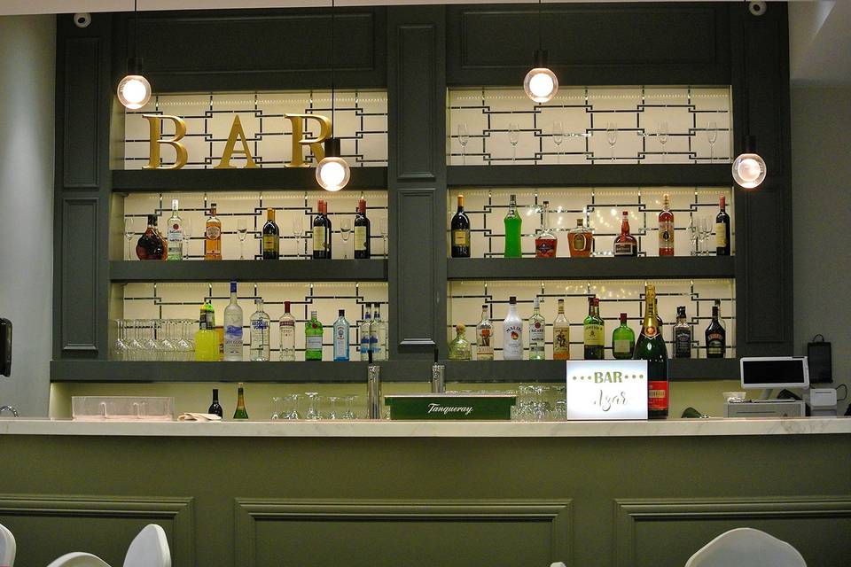 Well-stocked bar