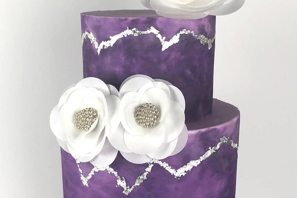 Purple ombre wedding cake