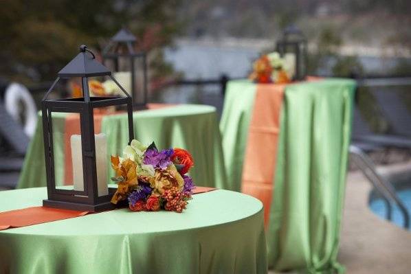 Autumn outdoor reception complete with bistro-style decor