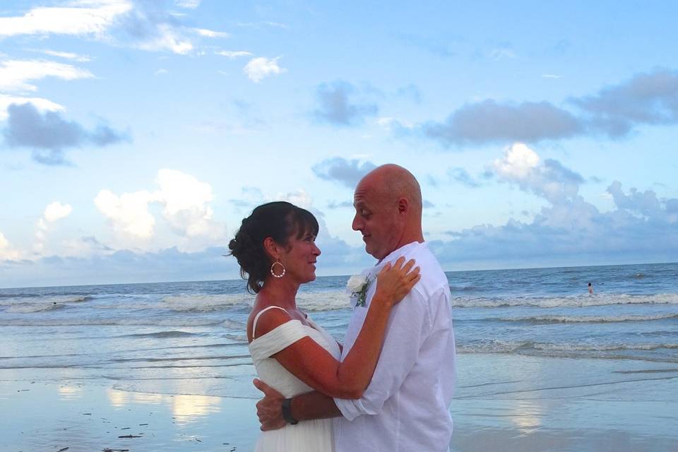 Beautiful sunset beach wedding