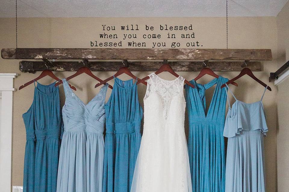 The dresses hanging