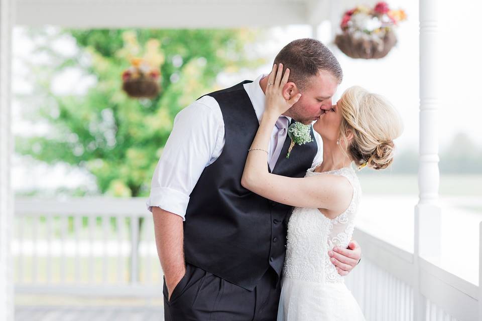 A kiss on the porch