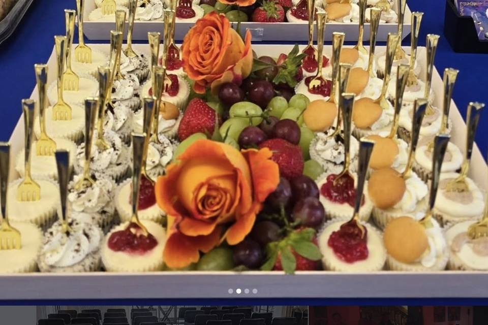 Floral and fruits platter