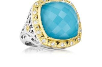 Sky blue stone with gold ring