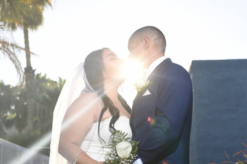 Sun-kissed newlyweds