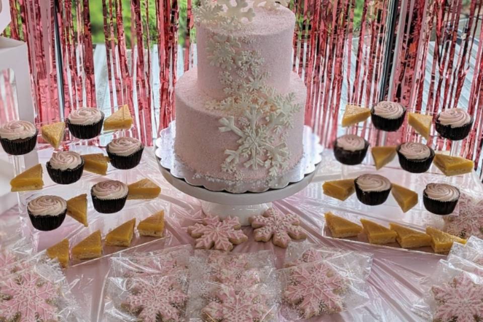 Pink snowflake cake