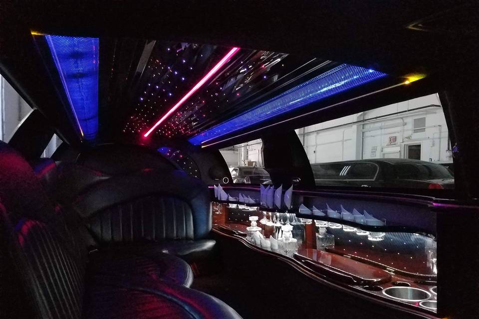 Inside of limousine