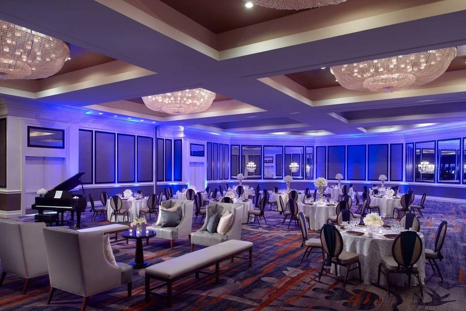 Grand Ballroom with Blue Up-lighting.