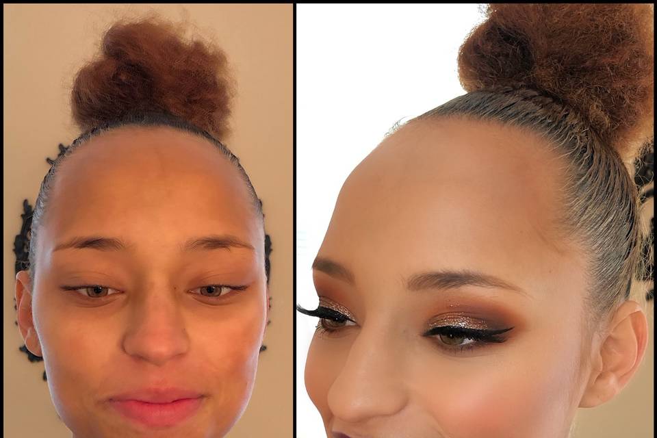 Wedding makeup before and after