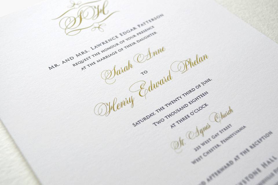 Simple, classic, elegant script wedding invitation