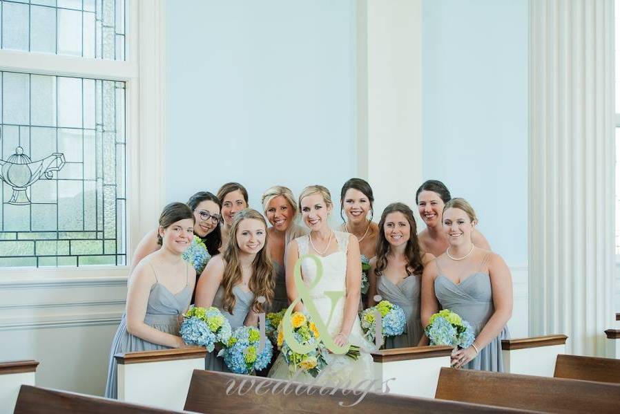 Bride and bridesmaids